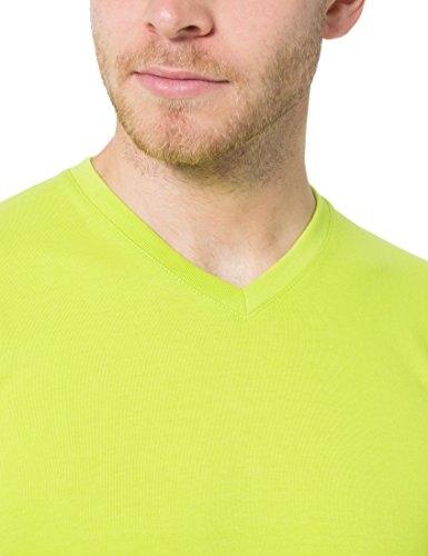 Ultrasport Sport and Leisure V-Neck Camiseta de Manga Corta, Cuello de Pico, Lote de 5, Hombre, Verde, S