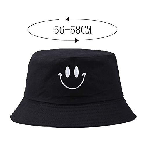 Unisex del Casquillo del Sombrero del Cubo del Bordado Pescador De Algodón Patrón De La Sonrisa del Casquillo De Sun Plegable Sombrero Al Aire Libre para Las Mujeres De Los Hombres