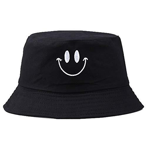 Unisex del Casquillo del Sombrero del Cubo del Bordado Pescador De Algodón Patrón De La Sonrisa del Casquillo De Sun Plegable Sombrero Al Aire Libre para Las Mujeres De Los Hombres