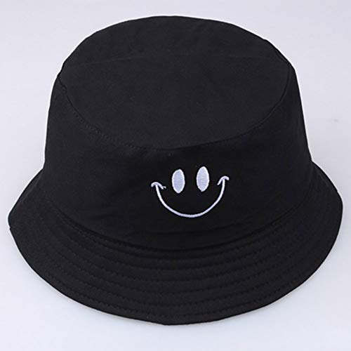 Unisex del Casquillo del Sombrero del Cubo del Bordado Pescador De Algodón Patrón De La Sonrisa del Casquillo De Sun Plegable Sombrero Al Aire Libre para Las Mujeres De Los Hombres