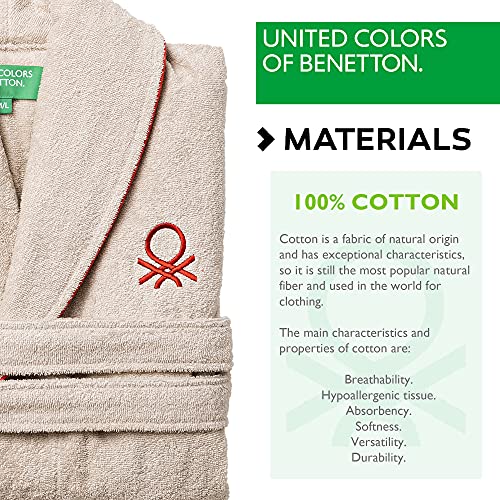 UNITED COLORS OF BENETTON. Albornoz m/l 360gsm 100% algodón Beige Casa Benetton