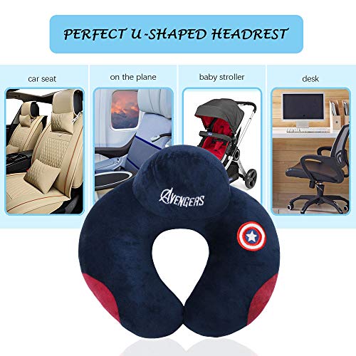 URAQT Almohadilla infantil de viaje, Almohada de Viaje en Forma de U Para Niños, soporte para el cuello y la cabeza para en case y outdoor, Azul oscuro