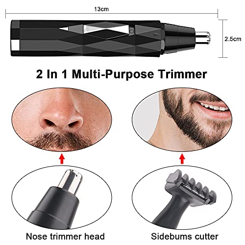 URAQT Cortapelos Nariz y Oreja, 2 en 1 USB Recargable Recortador Eléctrico para Nariz Barba Ceja y Vello Facial, Acero Inoxidable Depiladora Facial con Hoja de Doble Filo Impermeable Fácil de Limpiar