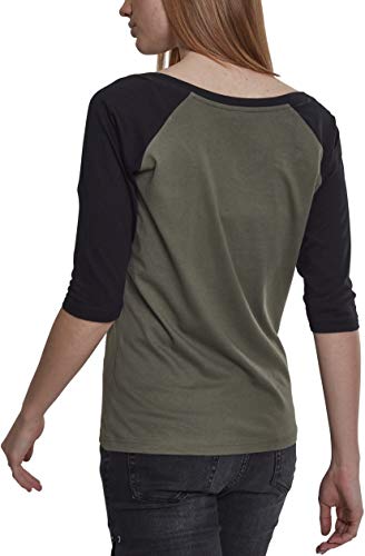 Urban Classics Damen Ladies 3/4 Contrast Raglan Tee T-Shirt olive/black 3XL