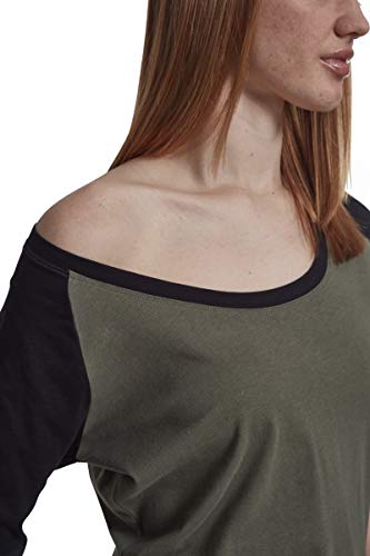 Urban Classics Damen Ladies 3/4 Contrast Raglan Tee T-Shirt olive/black 3XL