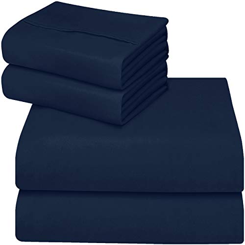 Utopia Bedding Juego De Sabanas 135x190 - Azul Marino - Microfibra Cepillada - Sábanas y Fundas de Almohada (Cama 135)