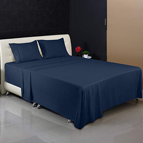 Utopia Bedding Juego De Sabanas 135x190 - Azul Marino - Microfibra Cepillada - Sábanas y Fundas de Almohada (Cama 135)