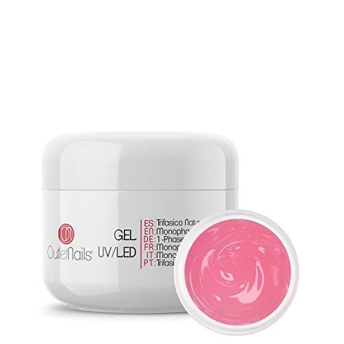 UV Gel Trifasico Natural 30ml para uñas de gel - UV/LED Gel 3 en 1 Rosa de Outlet Nails - Viscosidad Media