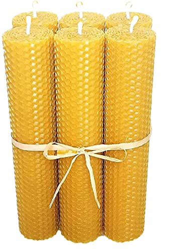 Valmoni Sport 6 Velas Cera de Abeja Olor Miel 100% Natural 2cm x 10cm Pura de Abeja Textura Panal Bujía Vela de Miel Natural Sin Parafina