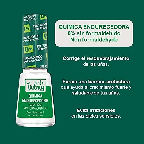 Valmy Química Endurecedora de Uñas, Libre de Formaldehído 7 Free, Tratamiento Fortalecedor y Protector -14 ml