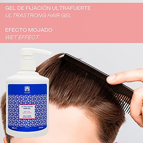 Valquer Profesional Gel Fijador Capilar Ultrafuerte. Gomina pelo. Vegano y sin sulfatos. Vegano. Gomina capilar. Fijación cabello. Definir peinado - 500 Ml