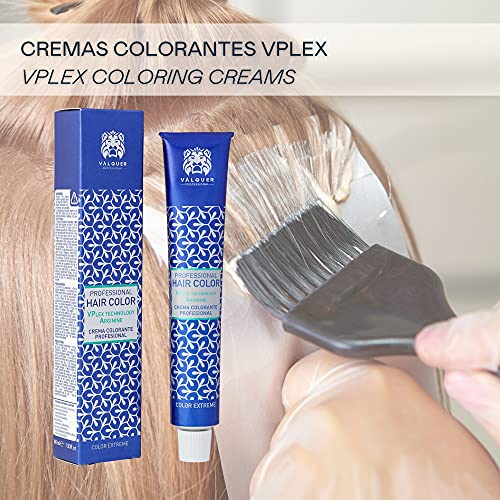 Valquer Profesional Pack Tinte Capilar Vplex .a Negro Azulado. Oxigenada, Bol Y Paletina Incluido. Crema Colorante Para El Cabello. - 60 Ml, Tinte 1.a. Negro Azulado