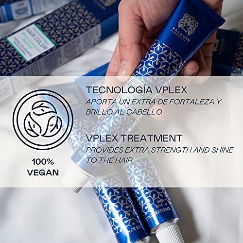 Valquer Profesional Pack Tinte Capilar Vplex .a Negro Azulado. Oxigenada, Bol Y Paletina Incluido. Crema Colorante Para El Cabello. - 60 Ml, Tinte 1.a. Negro Azulado