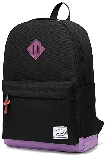 VASCHY Mochila Mujer,Mochilas Escolares Adolescentes Mochila Impermeable Clásica Casual Mochila Universidad Mochila Portatil 15.6 Pulgadas Instituto Viaje Trabaja Morado