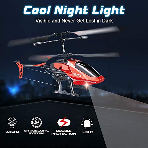 VATOS Helicóptero teledirigido para interior, juguete teledirigido, helicóptero teledirigido, regalo para niños con Gyro y LED Light 3.5 Channel Micro Alloy