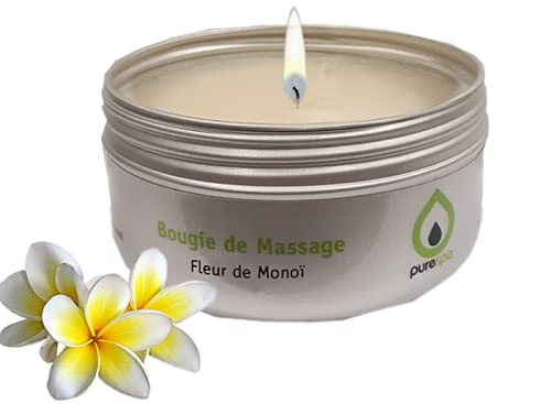 Vela de masaje sensual FLOR DE MONOI 100% vegetal, 80gr, larga duración