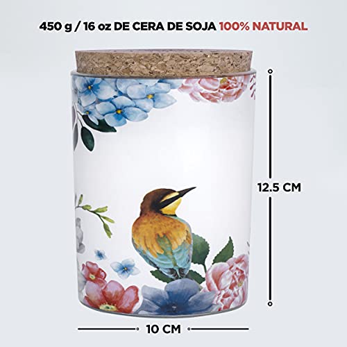 Vela Decorativa, Vela Grande 450g, Vela Aromática Sándalo y Cedro, Vela Natural con 100% Cera de Soja, Regalo Original para Mujer