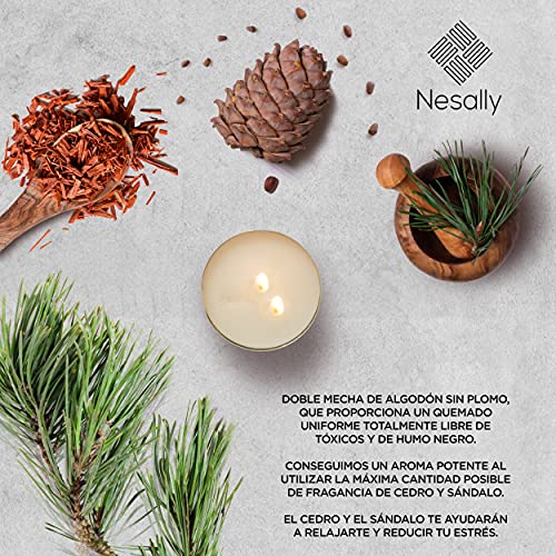 Vela Decorativa, Vela Grande 450g, Vela Aromática Sándalo y Cedro, Vela Natural con 100% Cera de Soja, Regalo Original para Mujer