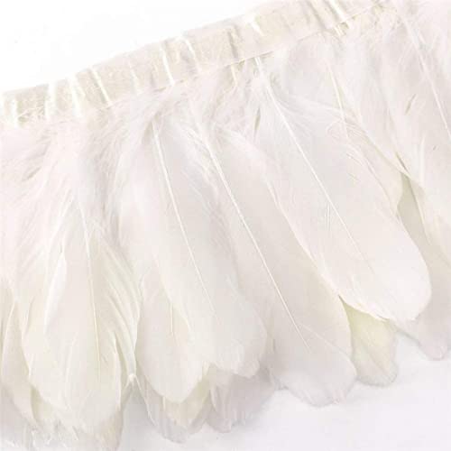 Venta 2 metros/lote adornos de cinta de plumas de ganso blanco 15-20cm plumas de bricolaje para decoración de costura vestido de tela cinturón ropa-rojo