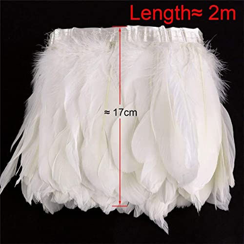 Venta 2 metros/lote adornos de cinta de plumas de ganso blanco 15-20cm plumas de bricolaje para decoración de costura vestido de tela cinturón ropa-rojo