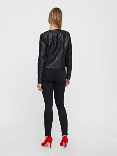 Vero Moda Vmria FAV Short Faux Leather Jacket Noos Chaqueta, Negro (Black Black), 40 (Talla del Fabricante: Medium) para Mujer