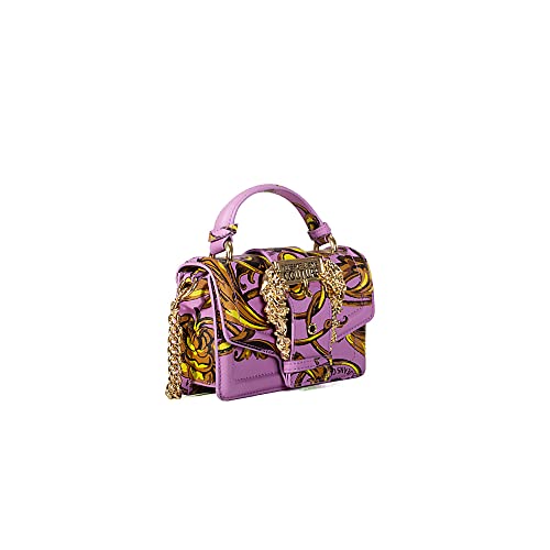 Versace JEANS COUTURE Minibag con asa de ecopiel saffiano morado con impresión Regalia Baroque