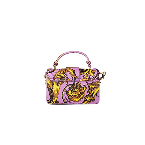 Versace JEANS COUTURE Minibag con asa de ecopiel saffiano morado con impresión Regalia Baroque