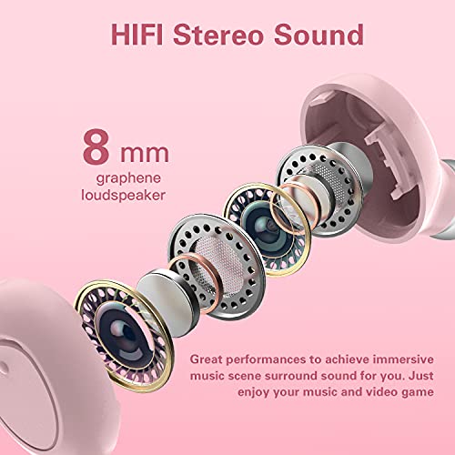 【Versión Mejorada】Mini Auriculares Bluetooth Auriculares Inalámbricos 5.0 con HD HiFi Estéreo, Super Ligero Sport Auriculares con Mic/Cancelación de Ruido/6 Horas De Tiempo De Trabajo Por Carga Única