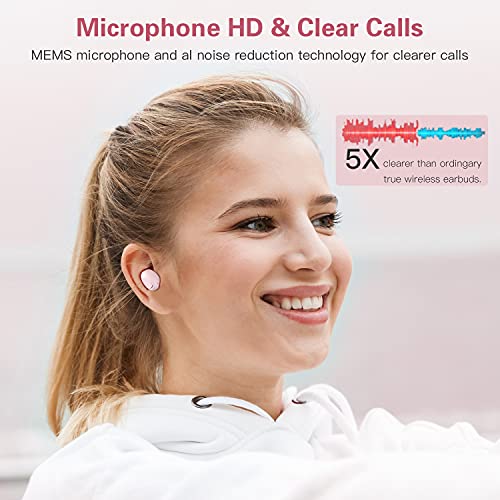 【Versión Mejorada】Mini Auriculares Bluetooth Auriculares Inalámbricos 5.0 con HD HiFi Estéreo, Super Ligero Sport Auriculares con Mic/Cancelación de Ruido/6 Horas De Tiempo De Trabajo Por Carga Única