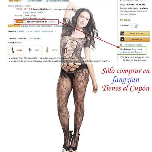 VicSec Liguero Bodies Autoadhesivas Ultra Fina Encaje Calcetines Fishnet Mallas Liga Suspender Lencería Medias Sexy-4 Diseños Opcionales (Único, Estilo-C)