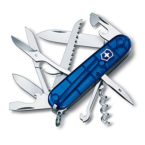 Victorinox Navaja de Oficial Huntsman, color Azul Transparente