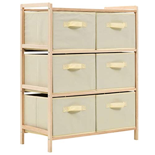 vidaXL Estante de Almacenamiento 6 Cestas Tela y Madera Cedro Beige Casa Hogar