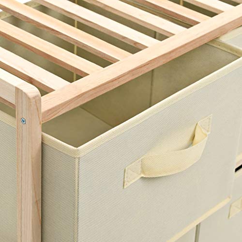 vidaXL Estante de Almacenamiento 6 Cestas Tela y Madera Cedro Beige Casa Hogar