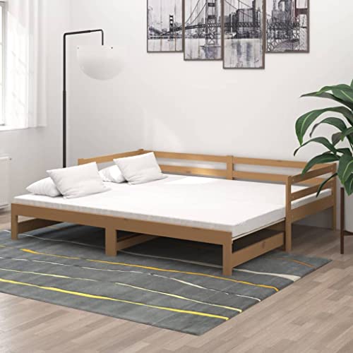 vidaXL Sofá Cama extraíble Madera de Pino marrón Miel 2X(90x200) cm