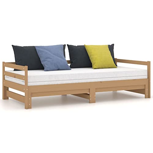 vidaXL Sofá Cama extraíble Madera de Pino marrón Miel 2X(90x200) cm