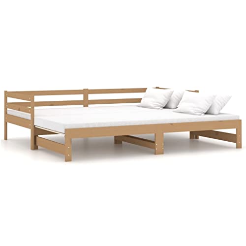 vidaXL Sofá Cama extraíble Madera de Pino marrón Miel 2X(90x200) cm