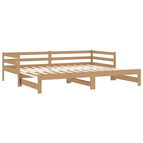 vidaXL Sofá Cama extraíble Madera de Pino marrón Miel 2X(90x200) cm