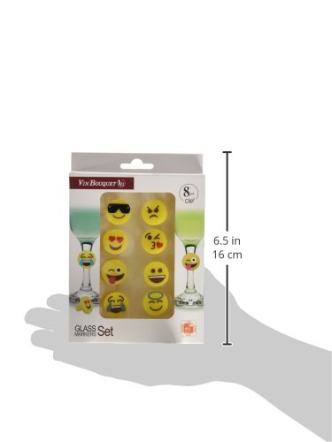 Vin Bouquet FIA 148 - Set Marca Copas Emoticonos, Silicona, 8 Unidades