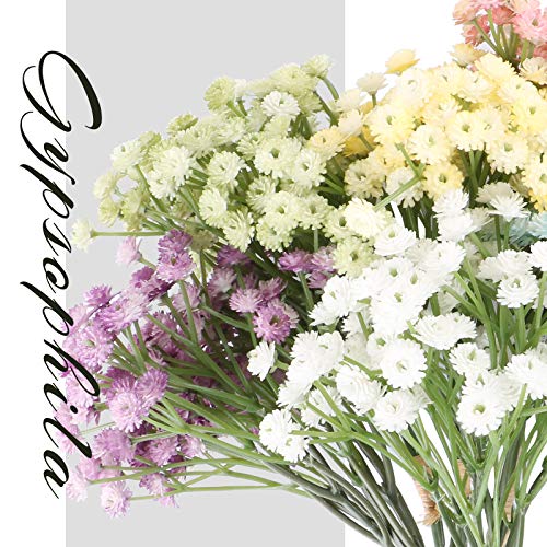 VINFUTUR 6pcs Flores Artificiales Paniculata Ramos Gypsophila Artificiales Decorativas Flores Aliento Falsas Plástico para Decoración Jarrón Mesa Boda Fiesta Hogar Manualidad DIY