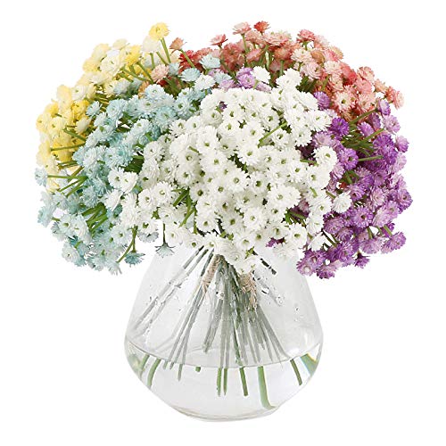 VINFUTUR 6pcs Flores Artificiales Paniculata Ramos Gypsophila Artificiales Decorativas Flores Aliento Falsas Plástico para Decoración Jarrón Mesa Boda Fiesta Hogar Manualidad DIY