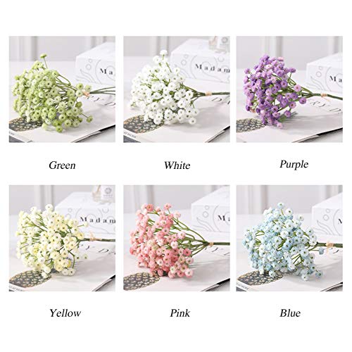 VINFUTUR 6pcs Flores Artificiales Paniculata Ramos Gypsophila Artificiales Decorativas Flores Aliento Falsas Plástico para Decoración Jarrón Mesa Boda Fiesta Hogar Manualidad DIY