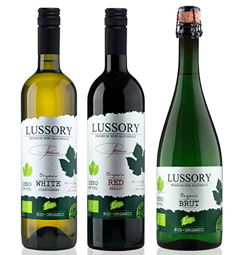 Vino desalcoholizado Orgánico - LUSSORY - Blanco+Tinto+Espumoso (Lote de 3botellas x0,75) SIN ALCOHOL