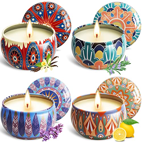 VIPNAJI Velas Perfumadas Juego de 4 piezas Vela Aromática Regalo de Velas de Aromaterapia Cera de Soja Natural,Juegos de Velas para Cumpleaños, Aniversario, Día de la Madre, Navidad, Regalos Mujer