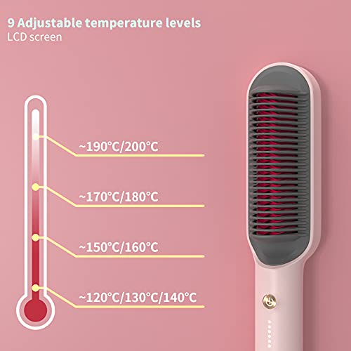 VKK Cepillo Alisador De Pelo, Peine Alisador De Cabello Electrico Para Cabello, Calefacción PTC Anti-Quemaduras Cepillo Plancha Pelo, Temperatura Constante, Rosa