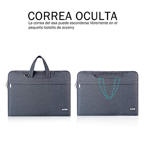 Voova Maletin Ordenador Portatil 17 17.3 Pulgadas con Bandolera, Funda Bolsa portatil Impermeable Compatible con MacBook Pro 17, HP Envy 17/Pavilion 17, Acer ASUS DELL, Hombre Mujer, Gris