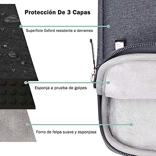 Voova Maletin Ordenador Portatil 17 17.3 Pulgadas con Bandolera, Funda Bolsa portatil Impermeable Compatible con MacBook Pro 17, HP Envy 17/Pavilion 17, Acer ASUS DELL, Hombre Mujer, Gris