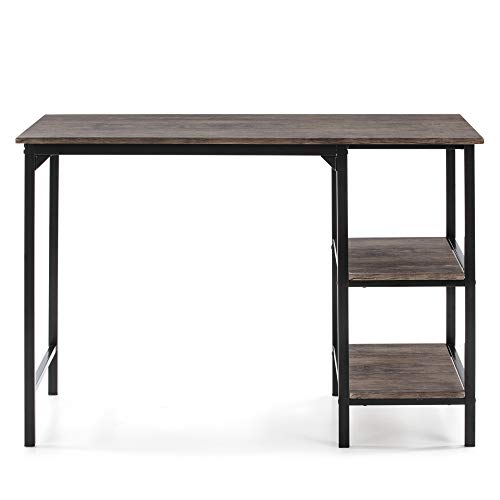 VS Venta-stock Mesa de Escritorio Colón Negro, Mesa de Ordenador, 2 estantes, Estilo Industrial, 110 (Largo) x 55 (Profundo) x 76 (Altura) cm