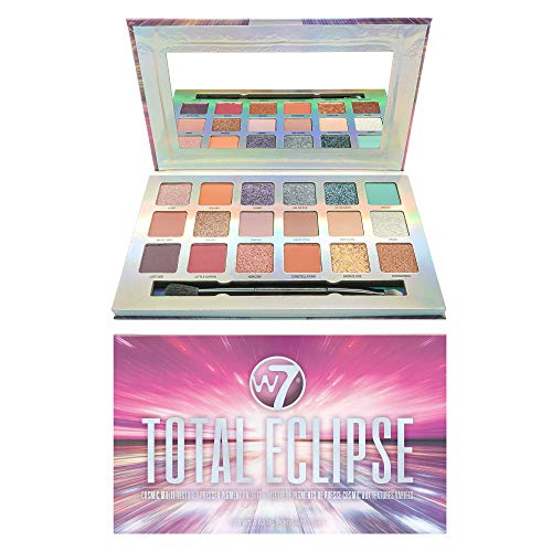 W7 | Paleta de Pigmentos Prensados Total Eclipse | Tonos: Crema Mate, Brillo y Cromados | Colores: Rosas Suaves, Morados, Azules y Dorados | Maquillaje Libre de Crueldad, Vegano para Mujeres