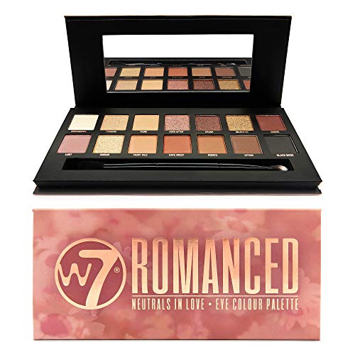 W7 | Paleta de Sombras de Ojos Romanced | Tonos: Mates Cremosos y Metálicos Brillantes | Colores: Neutros Cálidos, Rosas, Dorados, Marrones | Maquillaje de Ojos Libre de Crueldad y Vegano para Mujeres