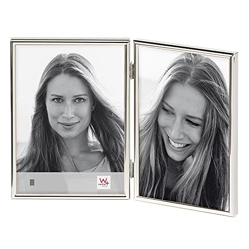 walther design Chloe - Marco de fotos doble (9 x 13 cm, formato vertical), color plateado